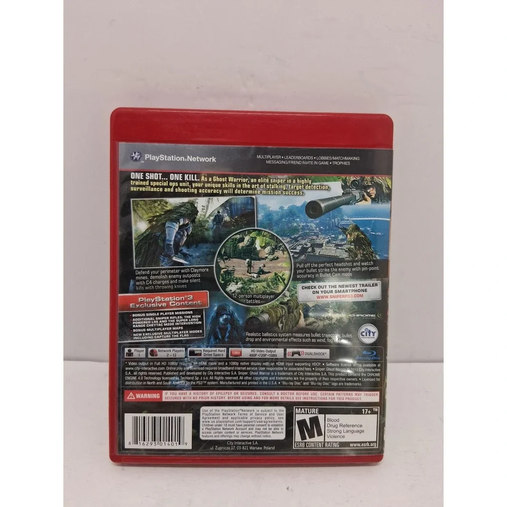 Sniper Ghost Warrior Sony PS3 PlayStation 3 Greatest Hits Red Case Complete CIB